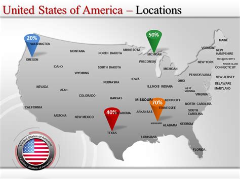 Map Of Usa Location Interactive Powerpoint Usa Map North America Map