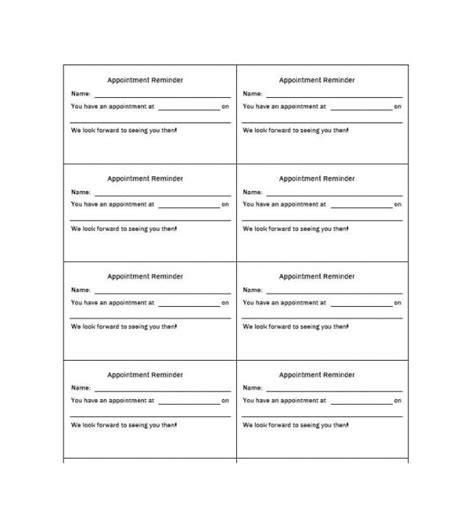 Free Printable Printable Appointment Card Template Printable Templates