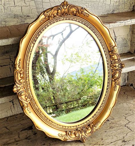 Gold Gilt Oval Wall Mirror Lenoir Glass Mirror Mid Century Etsy Oval Wall Mirror Mirror