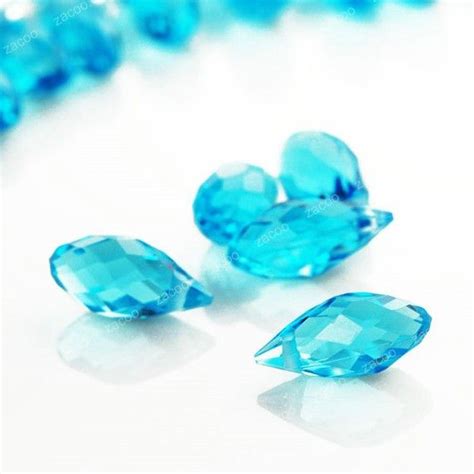 Free Ship 10pcs 12mm Blue Faceted Crystal Teardrop Beads By Zacoo 2