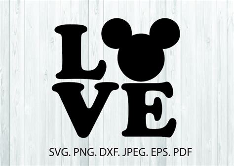 Love Disney Svg Love Mickey Mouse Silhouette Disneyland Svg Etsy