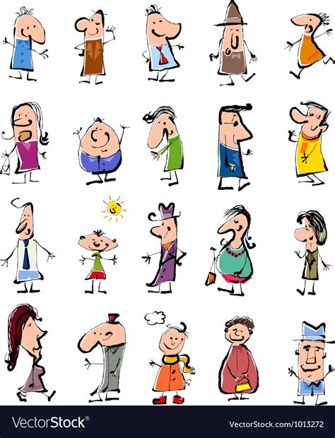 Doodle People Cartoon Set Royalty Free Vector Image