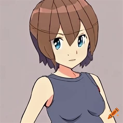 Girl With Short Brown Hair In Pokemon Style On Craiyon
