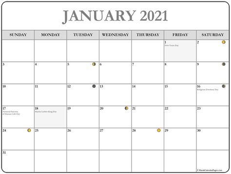Check here all the moon phases of every month of 2021 in united states. January 2021 calendar | 56+ templates of 2021 printable ...