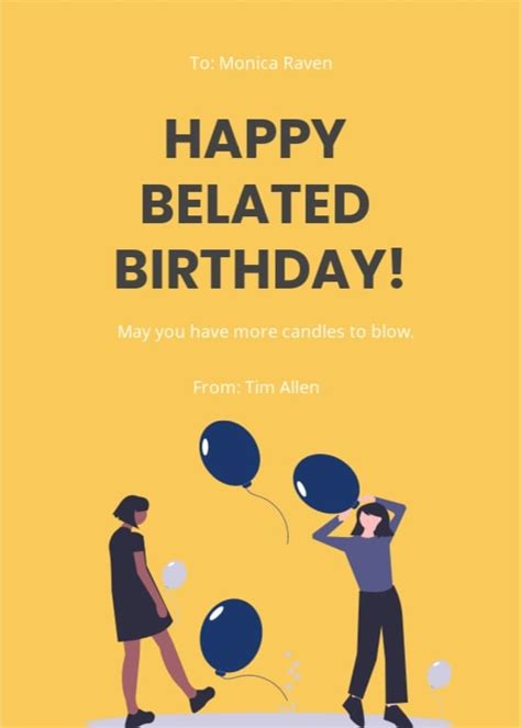 Free Belated Birthday Card Word Template Download