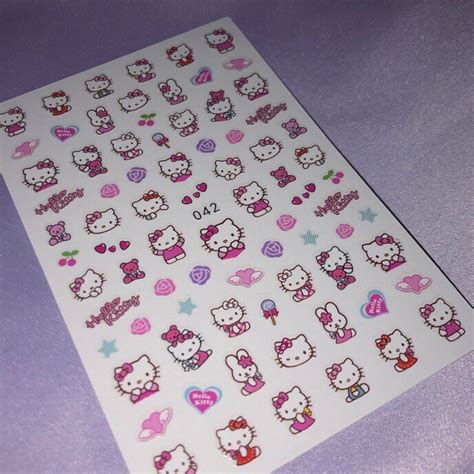 Pink Hello Kitty Nail Art Stickers Etsy