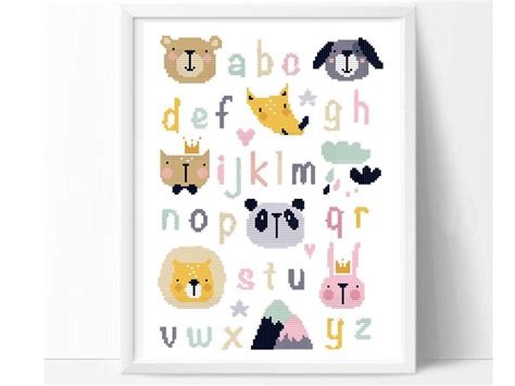 Did you love the idea of creating a stunning embroidered piece using a vintage the idea of stitching all those little animals might be intimidating at first, but we are you so into the idea of cross stitching a vintage pattern that you'd actually like to take on something a. Nursery alphabet easy cross stitch pattern cute baby ...