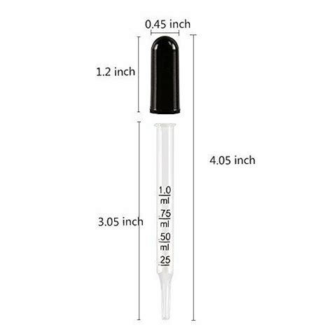 Calibrated Glass Medicine Dropper 1ml Capacity With Black Suction Bulb