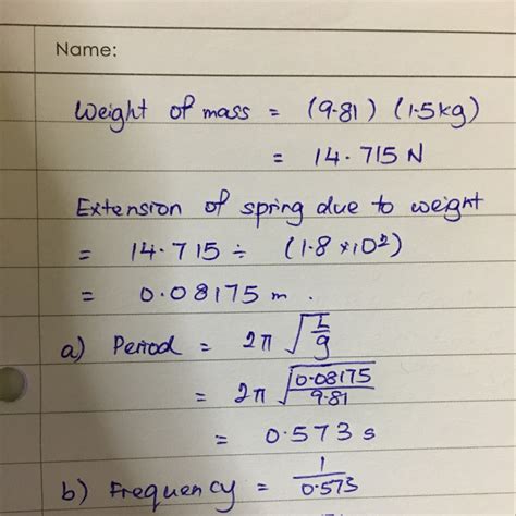 Y=5.237x+0.003 5.237 being my slope A spring with a spring constant of 1.8 × 102 n/m is ...