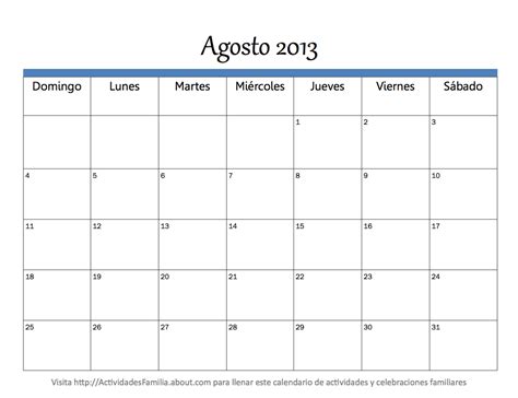 Calendario Agosto 2013 Universo Guia