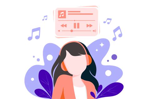 Best Premium Girl Listening Music With Headphone Illustration Download