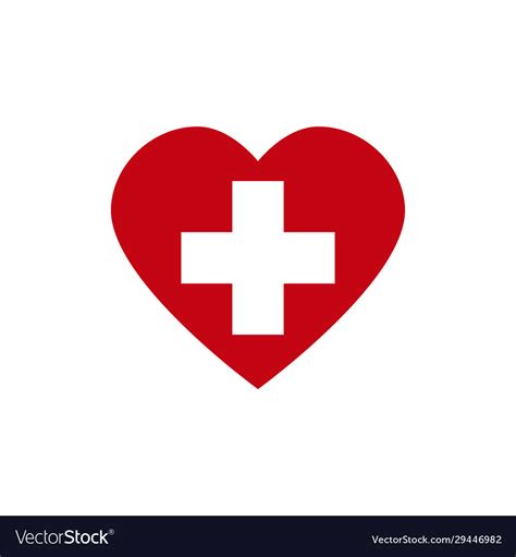 Red Heart With White Cross Symbol For Hospital Vector Image