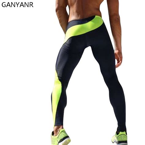 ganyanr brand running tights men skins compression fitness crossfit training gym legging sports