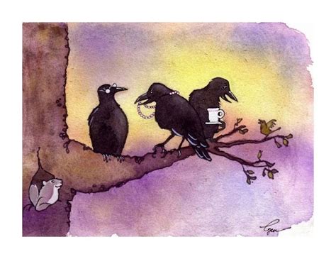 Crow Art Crow Card Funny Birds Crows Greeting Card Etsy
