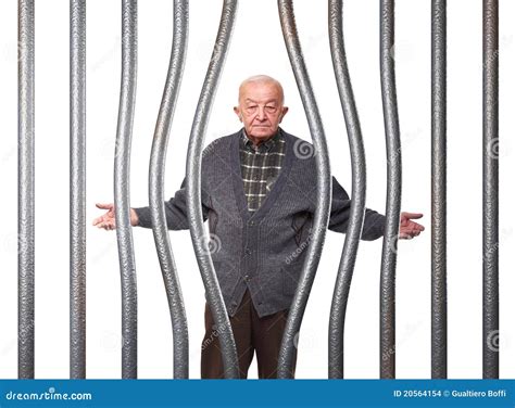 Old man in prison stock photo. Image of isolated, white - 20564154