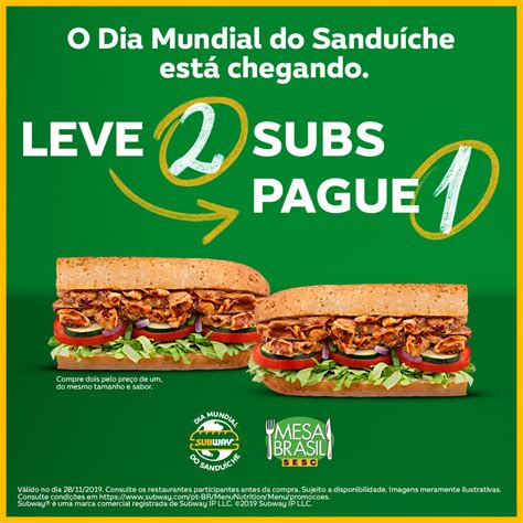 Subway comemora Dia Mundial do Sanduíche com promoção e doação para o Mesa Brasil Sesc Sesc PE