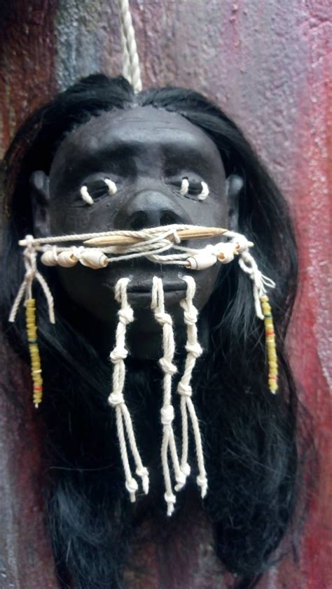 Shrunken Human Head Tzantza Warrior Trophy Jivaro Tribe Etsy