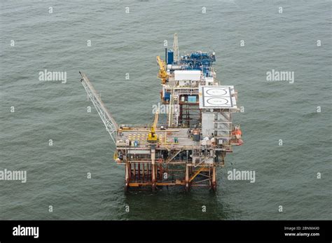 Aerial View Of Oil Rig Drilling Platform Louisiana Gulf Of Mexico