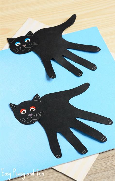 Handprint Black Cat Craft Halloween Crafts For Kids Toddler Crafts