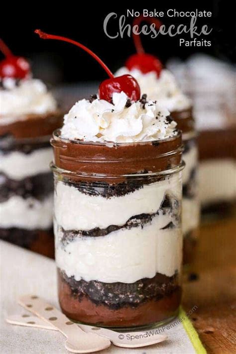 Break up 8 oreos and drop on top of the batter. Oreo Chocolate Cheesecake Parfaits - Spend With Pennies