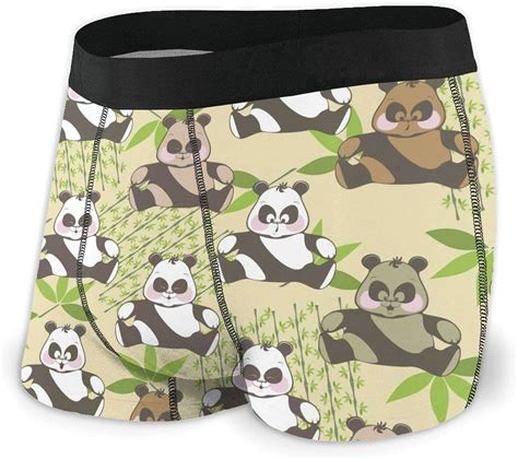 Mens Boxer Briefs Funny Smile Panda Green Bamboo Soft Underwear Classic Trunks Underpants At