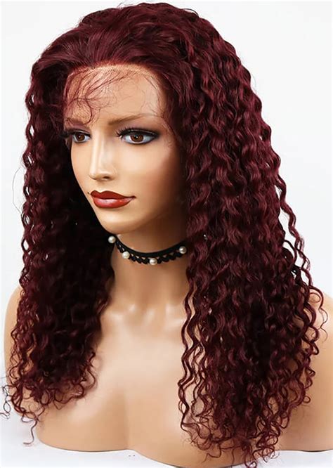 Burgunday Color Curly Wigs Lace Frontal Wigs Brazilian Lace Front Human Hair Wigs 99j Colored