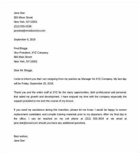 2 Week Resignation Letter Template Elegant Two Week Notice Letter