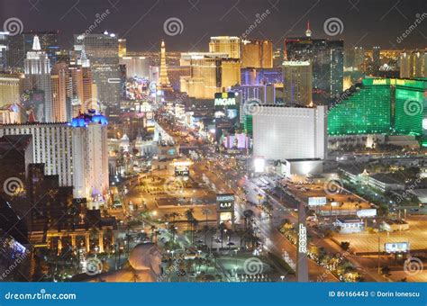 Las Vegas By Night Bird Eye View Editorial Stock Photo Image Of