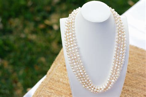 Doubled Rope Necklace Of Natural White Baroque Pearls Sku N
