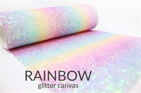 Rainbow Chunky Glitter Fabric Sheet Chunky Glitter Canvas Etsy