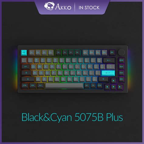 Akko Black Cyan Blue On White 5075B Plus RGB LED Mechanical Keyboard 82