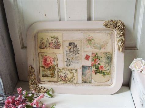 Shabby Chic Pink Ornate Decorative Tray With Floral Details Etsy
