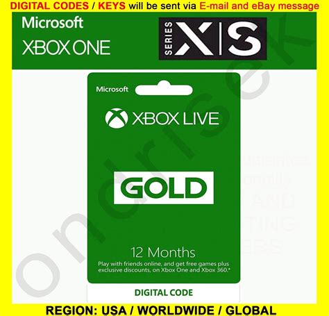 Xbox Live Gold 12 Month Membership Code Live Core Gold Usa Global