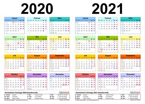 Im folgendem können sie unsere kalender 2021 zum ausdrucken kostenlos herunterladen. Zweijahreskalender 2020 & 2021 als Excel-Vorlagen zum ...