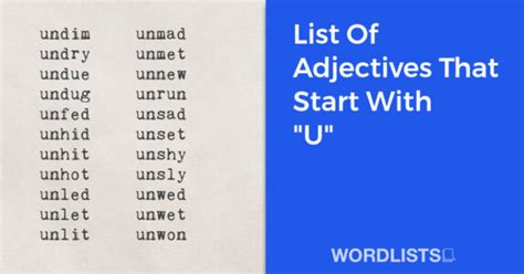 List Of Adjectives That Start With U