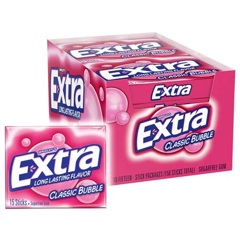 Extra Classic Bubble Sugarfree Gum Pack Of 10