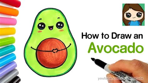 How To Draw An Avocado Cute And Easy Youtube