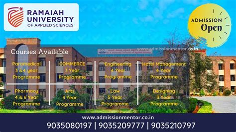 Ms Ramaiah University Of Applied Sciences Admissions Open Courses