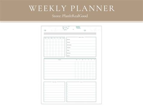 Printable Weekly Planner Etsy