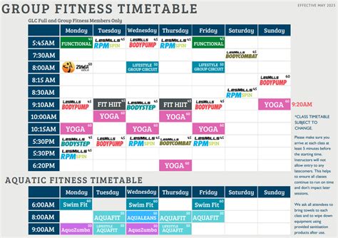 Group Fitness Timetable Busselton Leisure Centre