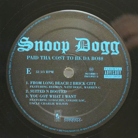 Snoop Dogg Paid Tha Cost To Be Da Bo 3lp 29420 ₽ купить
