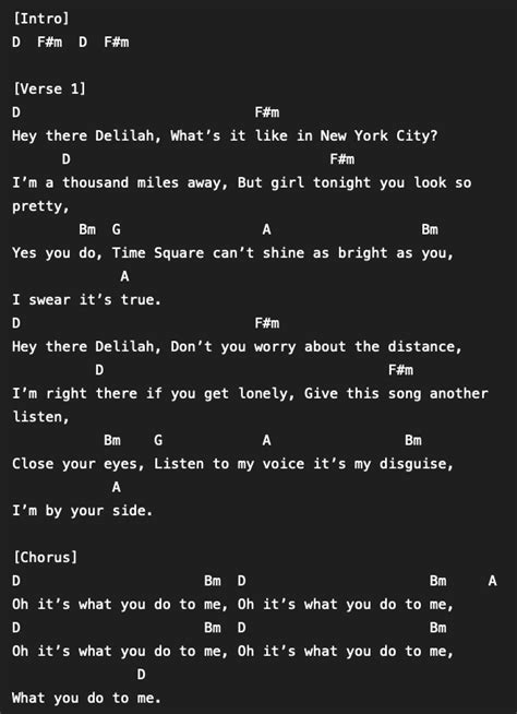 Hey There Delilah Chords By Plain White Ts Minedit