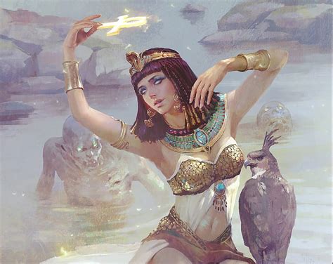 Egyptian Queen Art Song Nan Li Luminos Queen Fantasy Girl Bird Pasari Hd Wallpaper Peakpx