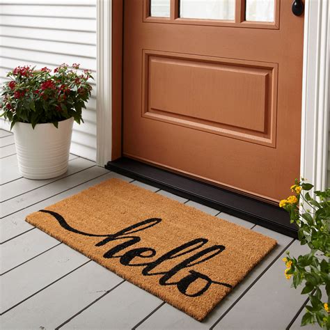 Mainstays Hello Coir Outdoor Doormat Natural And Black 18 X 30
