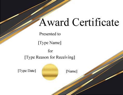 Award Certificate Template Microsoft Word