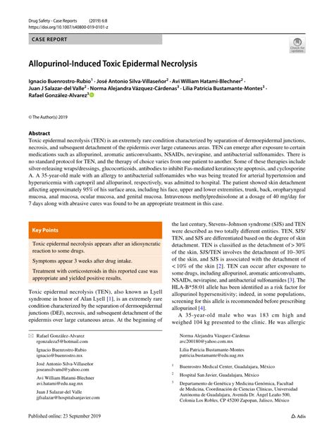 Pdf Allopurinol Induced Toxic Epidermal Necrolysis