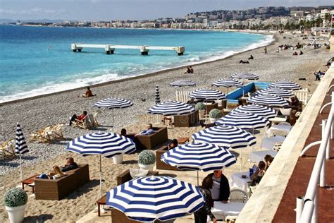 Beach In Nice Alpes Maritimes France Promenade Des Anglais Editorial