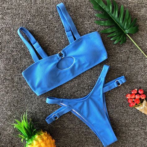 Buy Women Sport Swimwear Sexy Solid Push Up Padded Bra Beach Halter