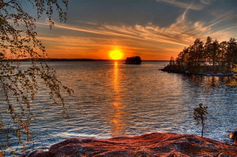 Murikka Finland Sunrises And Sunsets Rivers Sun Trees Hd