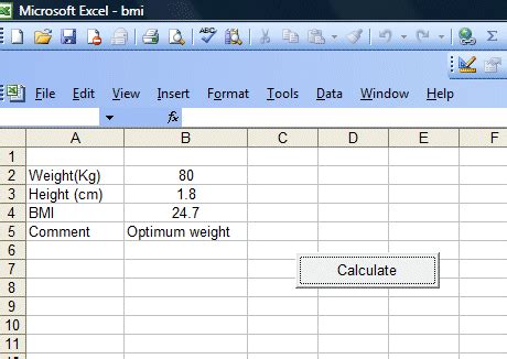 My access table has the same number of fields, plus the autonumber. Excel VBA Sample Code: BMI Calculator